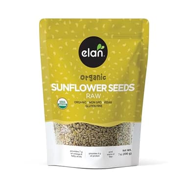 Elan Organic Raw Sunflower Seeds, 7.1 oz, Unsalted Kernels, Shelled Seeds, No Shell, Non-GMO, Vegan, Gluten-Free, Kosher, All Natural Snacks & Toppings