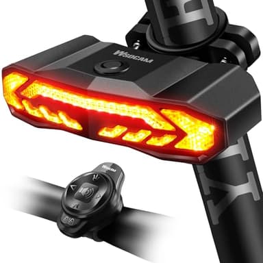 WSDCAM Smart Bike Tail Light with Turn Signals & Brake Light - Auto ON/Off, Bike Horn Alarm with Remote, USB C Rechargeable Tail Light