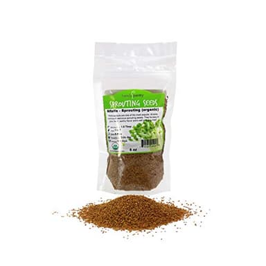 Certified Organic Alfalfa Sprouting Seed- 8 Oz - Handy Pantry Brand - High Sprout Germination- Edible Seeds, Gardening, Hydroponics, Growing Salad Sprouts, Planting, Food Storage & More