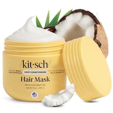 Kitsch Deep Conditioning Hair Mask – Moisturizing Hair Mask for Damaged Hair with Coconut Oil – Hydrating, Strengthening & Frizz-Reducing Hair Care Treatment for Curly, Coily & All Hair Types - 10 oz