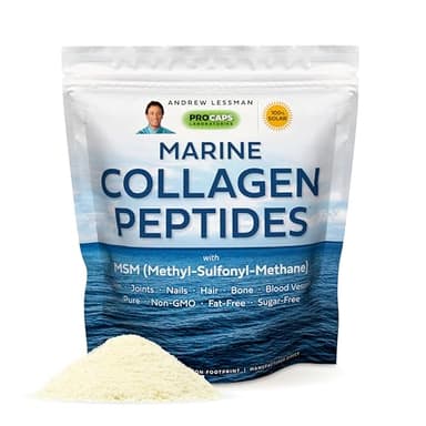 ANDREW LESSMAN Marine Collagen Peptides Powder and MSM 120 Servings - Supports Radiant Smooth Soft Skin, Comfortable Joints. Pure. Super Soluble No Fishy Flavor No Additives Non-GMO