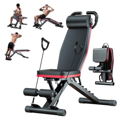 ALSO GO Adjustable Weight Bench - 1000LBS Foldable Bench Press Workout Bench for Home Gym, Roman Chair & Incline Decline Flat Sit Up, Heavy Duty Full Body Dumbbell Fitness Bench