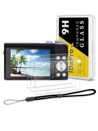 iDaPro [3+1 Pack Tempered Glass Screen Protector for Canon PowerShot G7X Mark III / G7X3 / V1, 9H Military-Grade, Anti-Scratch & Anti-Glare, Includes ABS Case & Wrist Strap for Vlogging, Bubble-Free