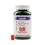 Naturewise Kids Melatonin Gummies 1 mg - Drug-Free, Non-Habit Forming Sleep Aid for Children Ages 4 & Up - Strawberry Flavored Gummy Bears - Vegan, Gluten Free, Non-GMO - 60 Count[2-Month Supply]