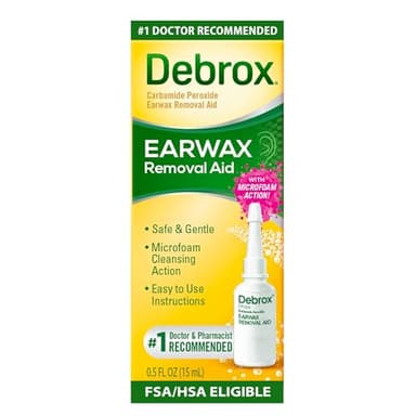 Debrox Ear Wax Removal Drops, Gentle Microfoam Ear Wax Remover with Carbamide Peroxide, 0.5 Fl Oz