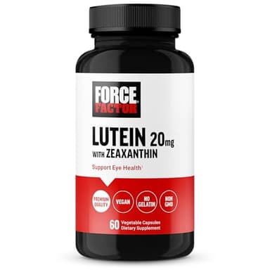 FORCE FACTOR Lutein and Zeaxanthin Supplements, Eye Vitamins with Lutein 20mg, Eye Health Supplements for Adults, Ingredients Backed by Science, Vegan, Gelatin Free, 60 Vegetable Capsules