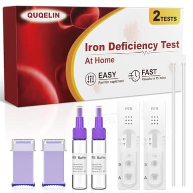QUQELIN Iron Deficiency Test Kits: 2 Packs Iron Level Test Result in 15 Mins (2)