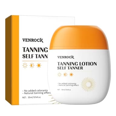 Venrock Self Tanner Tanning Lotion – Natural DHA Formula, No Added Colorants – Travel - Friendly 30ml (1.01fl.oz) – Sunless Tanning Moisturizer for Fair to Medium Skin Tones (1 pack, 30ml)