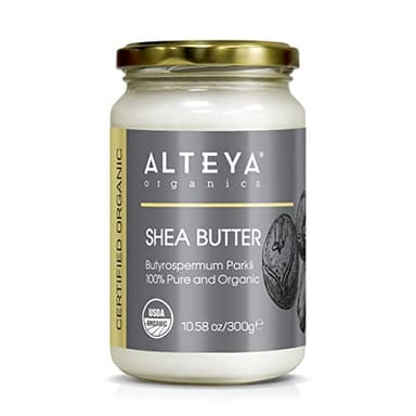 Alteya Organics Pure Shea Butter 10.58fl oz/300g Glass Jar- 100% USDA Certified Organic Pure Shea Butter (Butyrospermum Parkii)