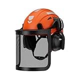 DK-Winer 5 in 1 Forest Helmets Kit Industrial Chainsaw Safety Helmet with Mesh&Clear PC Shield and Ear Muffs, ANSI Z89.1 Certified Forestry Arborist Hard Hat (Orange+Mesh&Clear Shield+Earmuffs)