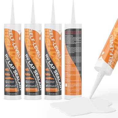 WELLUCK 4PC Self Leveling RV Roof Sealant Lap for RV Roofs, White Flexible Repair Caulking Rubber Epdm Sealant for Camper Motorhomes Trailers, Secure Odorless Waterproof & UV All Weather Adhesive