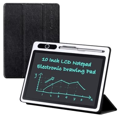 10 inch LCD Writing Tablet Electronic Writing Notebook with PU Protective Cover Erasable Drawing Pad Gift for Adults at Home Business Office(Black