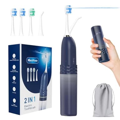 Marchpower Upgraded 2-in-1 Electric Toothbrush with Water Flosser, Ultrasonic Cleaning & 3+4 Smart Modes, Portable Oral Irrigator with Point-Jet, Rechargeable IPX7 Waterproof for Home & Travel Use