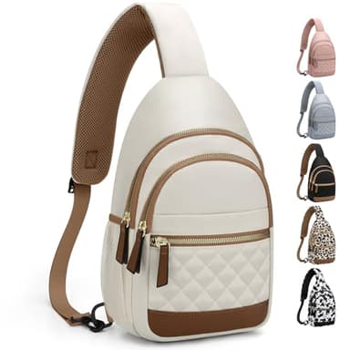 Capolo Sling Bag for Women Men Waterproof Crossbody Bags for Women Trendy Casual Fanny Pack with Convertible Shoulder Strap Chest Bag for Travel Hiking(Beige, Large)