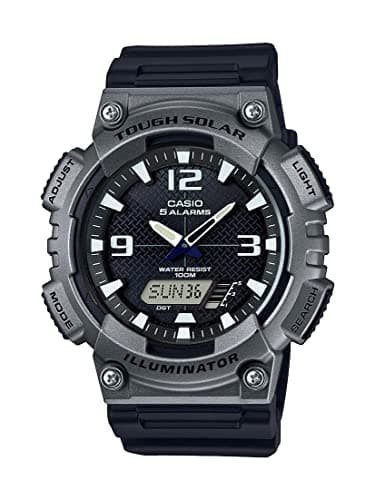 Casio AQS800W Series | Analog Digital Watch | Black/Grey | 100M WR | Solar Powered | 1/100 SEC Stop Watch | 6-Language Day of The Week Indicator | Countdown Timer | LED Light | Multi Alarm