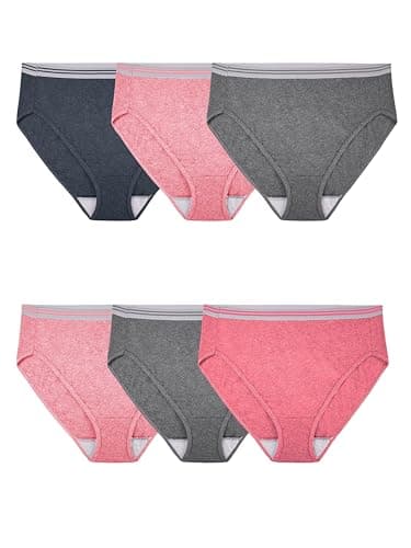 Fruit of the Loom Women's Fit for Me Plus Size Briefs Underwear, Hi Cut-Cotton-Assorted, 9, 1 pack