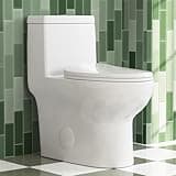 DeerValley DV-1F026R Elongated One Piece Toilet with ADA Comfortable Seat Height, Dual Flush 1.1/1.6 GPF, Powerful & Quiet Modern Toilet for Bathroom, 10" Rough-In