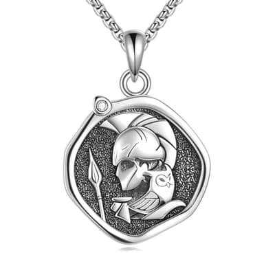 YFN Athena Necklace Sterling Silver Religious Protector Pendant Greek God Jewelry Gifts for Women Men