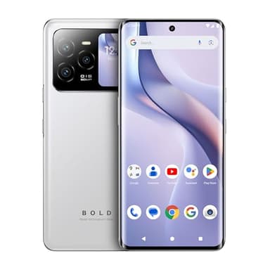 BLU Bold N4 5G | Unlocked | 6.78” Curved Display + 1.74” Rear Display | 50MP + 16MP Selfie | 512/8GB I NFC I Android 15 | US Version | US Warranty | White