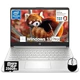 HP 14" Student Laptop, Microsoft Office Pro Lifetime License, Business Laptop, Intel 4-Core N4120, 16 GB RAM, 384 GB Storage(128 GB eMMC + 256 GB SD Card), 12H Battery Life, Windows 11 Pro, Mouse