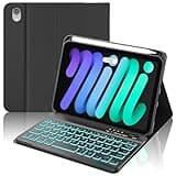 WINCHKING Backlit Keyboard Case for iPad Mini (A17 Pro) 7th Generation/6th Gen 8.3 Inch,7-Color Backlight,Detachable Wireless Keyboard Folio iPad Case with Pencil Holder for Mini 7/6,Black