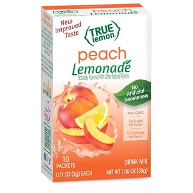 True Lemon Peach Lemonade 10ct (Pack of 1) - Drink Mix - No Artificial Sweeteners, Low Calorie - Powdered Drink Mixes & Flavors - Water Flavor Packets & Water Enhancer with Stevia