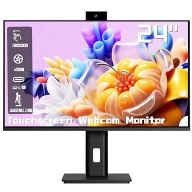 Pisichen 24 Inch Touchscreen Monitor, IPS FHD1920x1080P PC Display with Camera, HDMI VGA Port, 10-Point Touch Computer Monitor for Business & Gaming, VESA