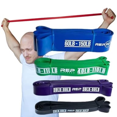 Rep Fitness Pull-Up Bands Resistance Exercise Workout Equipment, Black, Purple, Green, Blue Bundle, Home Gym Training, Heavy Duty Stretch Band for Assisted Pullups, Strength Training
