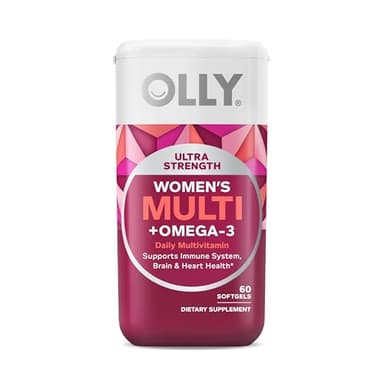 OLLY Ultra Women's Multi Softgels, Overall Health and Immune Support, Omega-3s, Iron, Vitamins A, D, C, E, B12, Daily Multivitamin, 30 Day Supply - 60 Count
