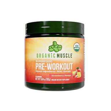 USDA Organic Pre-Workout Powder, Strawberry Mango | Clean Energy Without Jitters | Natural Performance Boost | No Artificial Sweeteners | 20 Superfoods | Low Caffeine, 20 Servings