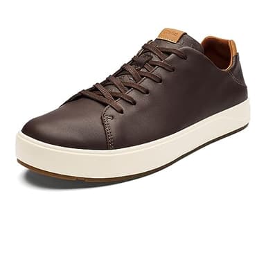 OLUKAI Lae'ahi Li 'ILI Men's Waterproof Leather Sneaker, Versatile & Casual Everyday Shoe, All-Day Comfort & Support, Enhanced Grip & Traction, Dk Java/Dk Java, 10.5