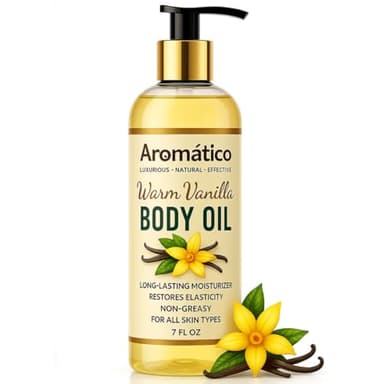 Aromatico Warm Vanilla Body Oil for Women - 7 fl oz | Moisturizing After Shower Body Oil for Daily Use | Cozy, Creamy Vanilla Scent