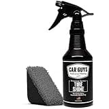 CAR GUYS Tire Shine Spray | High Gloss & Satin Finish | Non-Greasy, UV Protection, Long-Lasting, Quick Drying | Dressing for Black Tires, Wheels, & Rubber | 18oz Kit with Applicator Pad