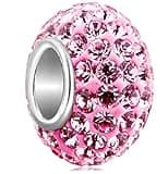 Adabele 1pc Real 925 Sterling Silver Hypoallergenic October Pink Birthstone Large Hole Bead Charm Austrian Crystal Rhinestone fit All Charm Bracelet Necklace Women Gift EC684-10