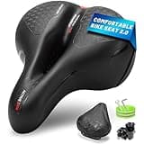 CDYWD Most Comfortable Bike Seat for Men Women, Wide & Soft Memory Foam Bicycle Seat Cushion Comfort, Universal Replacement Padded Bike Saddle for Mountain Bike, Beach Cruiser, Ebike, Stationary Bike