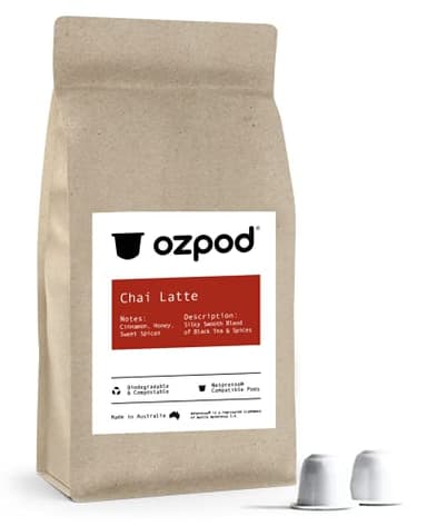 OzPod Chai Tea Capsules for Nespresso, Premium Pods, 100% Compostable and Biodegradable from Australia, Compatible with Nespresso Original, 15 Single Serve Cups, Fair Trade