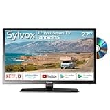 SYLVOX RV TV, 27-Inch 12 Volt Television, Smart Google TV, Full HD 1080P, DVD Built-in, 178° Wide Viewing, HDMI & USB Ports, AC/DC, Wide Voltage Protection, Trailer Seies