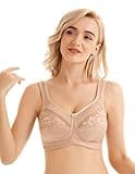 Mastectomy Bra Invisible Pockets for Breast Forms Flower Embroidery Pocket Bra 218 (Beige, 34B)