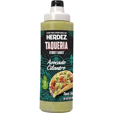 HERDEZ TAQUERIA STREET SAUCE Avocado Cilantro (Pack of 8) 9 oz Squeeze Bottle– Made with Hass Avocados, Creamy & Zesty Taco Sauce– Authentic Mexican Flavor