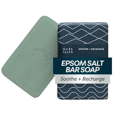 Oars + Alps Exfoliating & Moisturizing Bar Soap for Men, Deep Cleaning Soap, Clean Ingredients, All Skin Types, Epsom Salt, 1pk