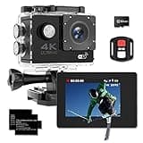 Adostob Action Camera 4K 30fps, 30m/98ft Ultra HD Underwater Camera, 170° Wide Angle 2.0" Screen Waterproof Cameras with WiFi, Sports Cameras with 2 Batteries, 32G SD Card, Mounting Accessories Kit