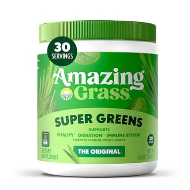 Amazing Grass Greens Blend Superfood: Greens Powder Mix for Energy, with Organic Spirulina, Chlorella, Beet Root Powder, Digestive Enzymes & Probiotics, Original, 30 Servings (Packaging May Vary)
