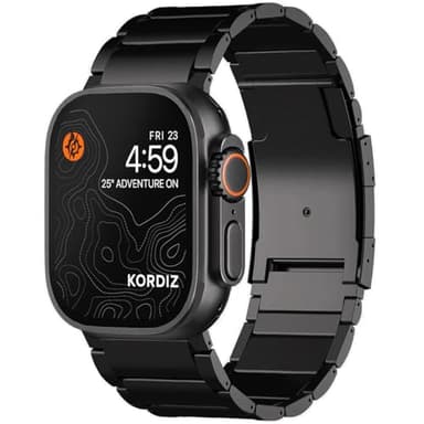 KORDIZ Titanium Watch Band T01 Max - Fits Apple Watch ULTRA 3 & ULTRA 2 Black (49mm) - Adjustable Titanium Apple Watch Band with Secure Clasp - Premium Color Matching Band with Comfortable grip - Replacement Wristbands for iWatch (T01 Max | ULTRA Black)