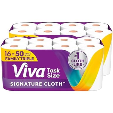 Viva Signature Cloth Paper Towels, Task Size, 16 Family Triple Rolls, 141 Sheets per Roll (Packaging May Vary)