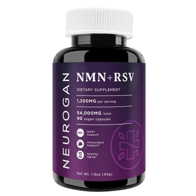 Neurogan NMN + Resveratrol Capsules – Cellular Health & Energy Support – 1200mg Nicotinamide Mononucleotide and Trans-Resveratrol per Serving, 90 Count