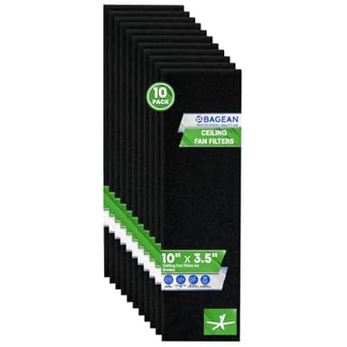 Ceiling Fan Filters for Blades - Coconut Shell Activated Carbon Unscented Dust Catcher Ceiling Fan Filter - Easy Peel & Stick on Fans - Blade Air Purifier Pads Absorbs Odor & Freshens the Air (10-Pcs)