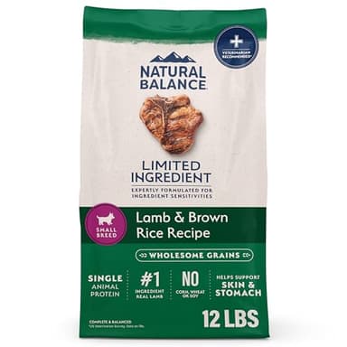 Natural Balance Limited Ingredient Small-Breed Adult Dry Dog Food with Healthy Grains, Lamb & Brown Rice Recipe, 12 Pound (Pack of 1)