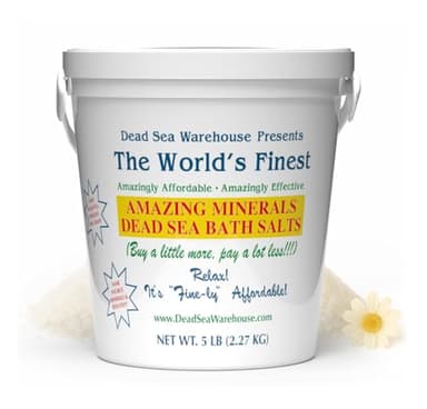 Dead Sea Warehouse-Amazing Minerals Dead Sea Bath Salts,100% Full Mineral Therapeutic Bath Salts, Detoxifying & Moisturizing, Exfoliating for Dry Skin, Unscented(5 lbs)