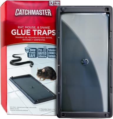 Catchmaster Rat, Snake and Mouse Traps 10Pk, Large Bulk Glue Rat Traps for Home, Adhesive Plastic Tray for Inside House, Snake, Mice, & Spider Catcher, Pet Safe Pest Control