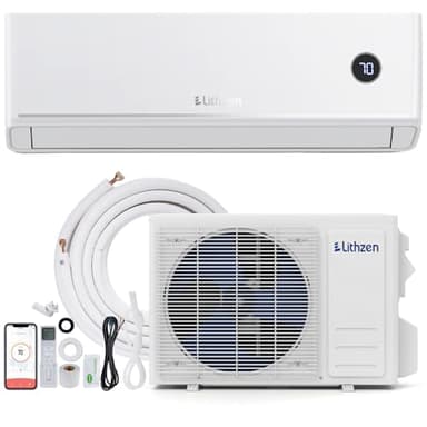 LITHZEN 12000 BTU Mini Split Air Conditioner & Heater, 115V 18.1 SEER2 Wifi Enabled Energy Efficient Inverter Ductless AC & 1 Ton Heat Pump System, Compatible with Alexa, Cools Up to 600 Sq. Ft